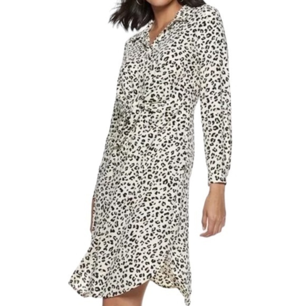 Nine West Black and White Leopard Print Dress